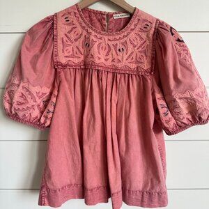 Beautiful Ulla Johnson Coral Embroidered Blouse
